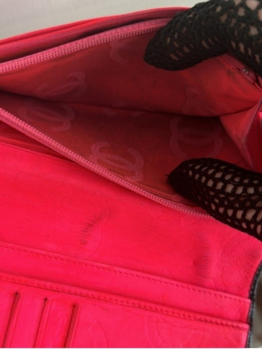 Chanel Cambon Ligne Black Quilted Leather Long Wallet Hot Pink Interior CC Logo - Picture 10 of 16